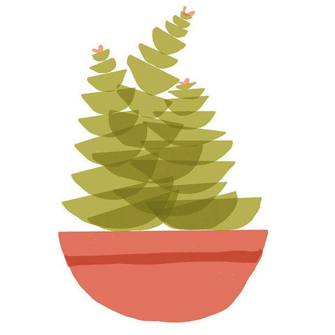 Mod Cactus VI White Modern Wood Framed Art Print by Delamater, Rob