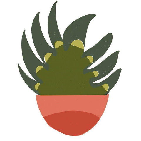 Mod Cactus IX White Modern Wood Framed Art Print by Delamater, Rob