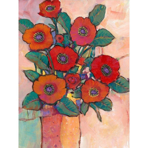 Poppies in a Vase I Black Modern Wood Framed Art Print with Double Matting by OToole, Tim