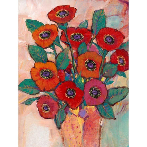 Poppies in a Vase II Black Modern Wood Framed Art Print with Double Matting by OToole, Tim