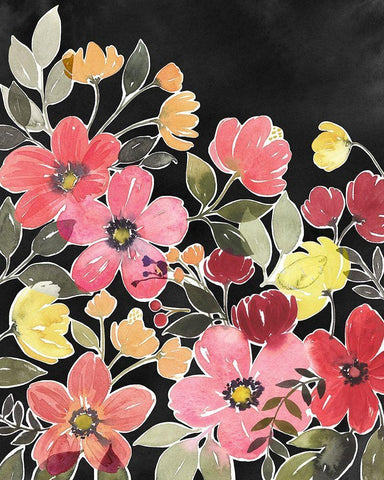Night Flora II White Modern Wood Framed Art Print with Double Matting by Popp, Grace