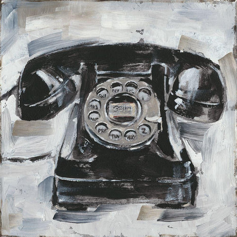 Retro Phone I Black Modern Wood Framed Art Print by Harper, Ethan