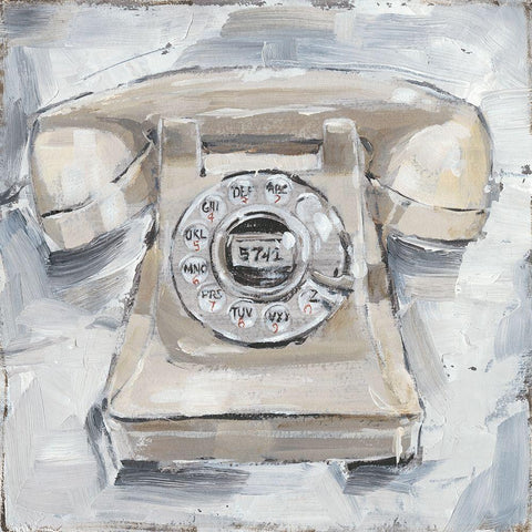 Retro Phone II White Modern Wood Framed Art Print by Harper, Ethan