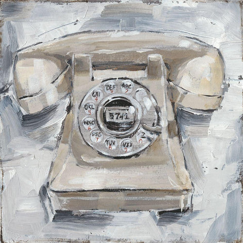 Retro Phone II White Modern Wood Framed Art Print by Harper, Ethan