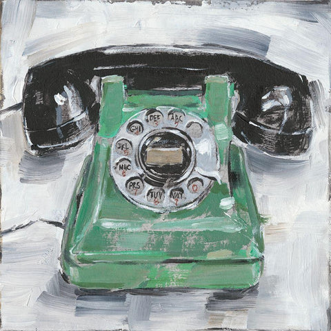 Retro Phone III White Modern Wood Framed Art Print by Harper, Ethan