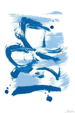 Blue Breeze I White Modern Wood Framed Art Print with Double Matting by Long, Christina