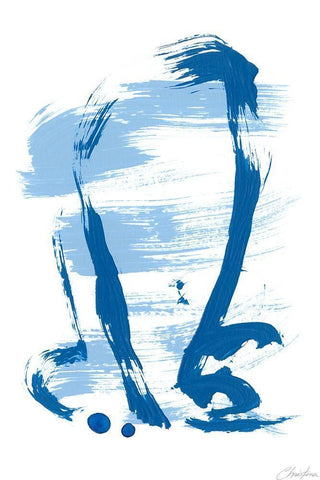 Blue Breeze II White Modern Wood Framed Art Print with Double Matting by Long, Christina