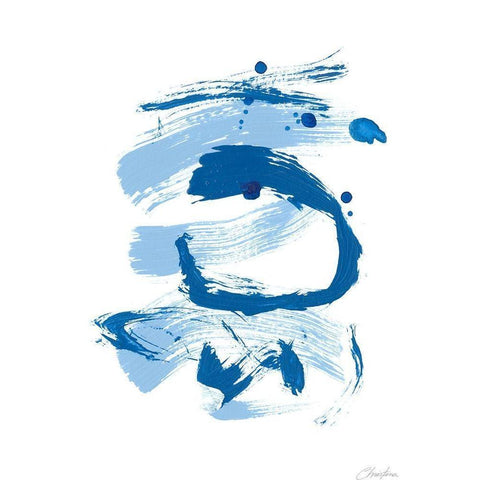 Blue Breeze III Black Modern Wood Framed Art Print with Double Matting by Long, Christina