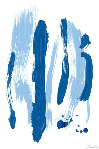 Blue Breeze V White Modern Wood Framed Art Print with Double Matting by Long, Christina