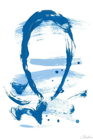 Blue Breeze VI White Modern Wood Framed Art Print with Double Matting by Long, Christina