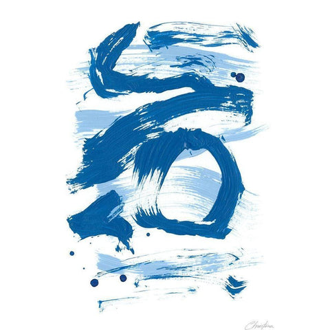 Blue Breeze VII Black Modern Wood Framed Art Print with Double Matting by Long, Christina