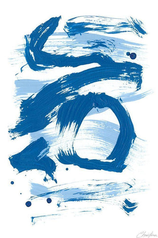 Blue Breeze VII White Modern Wood Framed Art Print with Double Matting by Long, Christina