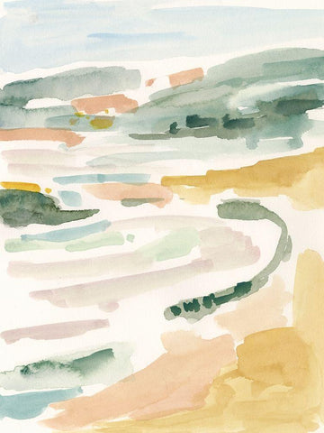 Golden Coast II Black Ornate Wood Framed Art Print with Double Matting by Borges, Victoria