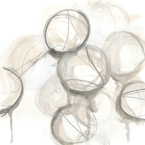 Neutral Lanterns I White Modern Wood Framed Art Print with Double Matting by Vess, June Erica