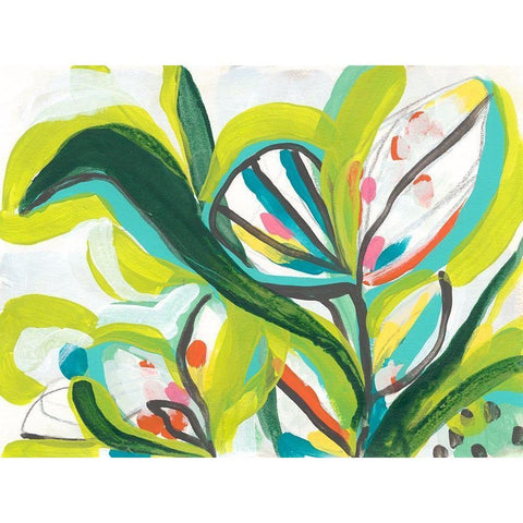 Tropical Tones II Black Modern Wood Framed Art Print with Double Matting by Vess, June Erica