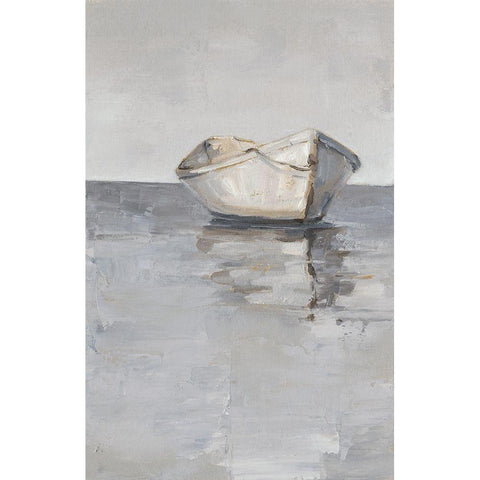 Boat on the Horizon I White Modern Wood Framed Art Print by Harper, Ethan