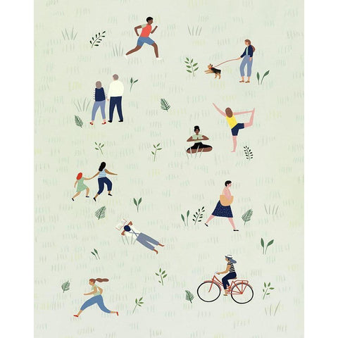 Park People II White Modern Wood Framed Art Print by Borges, Victoria