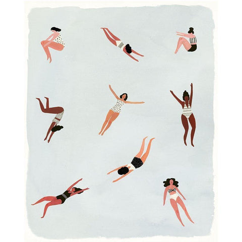 Minnows I White Modern Wood Framed Art Print by Borges, Victoria