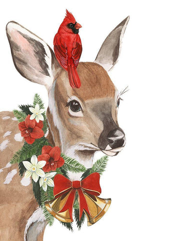 Yuletide Darling I White Modern Wood Framed Art Print with Double Matting by Popp, Grace