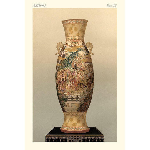 Satsuma Vase Pl. XV White Modern Wood Framed Art Print by Audsley, George