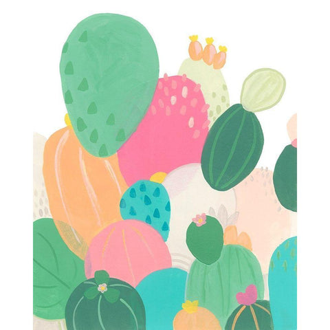 Cactus Confetti I Black Modern Wood Framed Art Print with Double Matting by Vess, June Erica