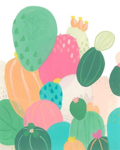 Cactus Confetti I Black Ornate Wood Framed Art Print with Double Matting by Vess, June Erica