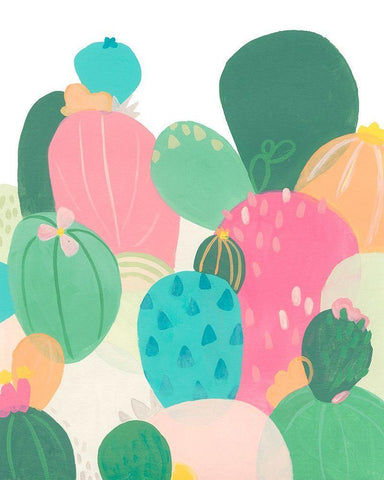 Cactus Confetti II Black Ornate Wood Framed Art Print with Double Matting by Vess, June Erica