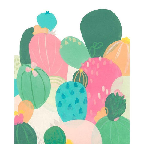 Cactus Confetti II White Modern Wood Framed Art Print by Vess, June Erica