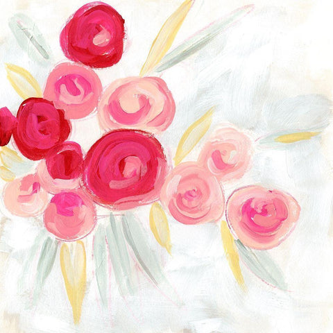 Rosebud Impression II Black Modern Wood Framed Art Print by Vess, June Erica