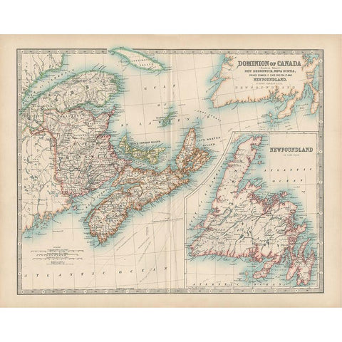 Johnstons Map of Canada Black Modern Wood Framed Art Print with Double Matting by Johnston