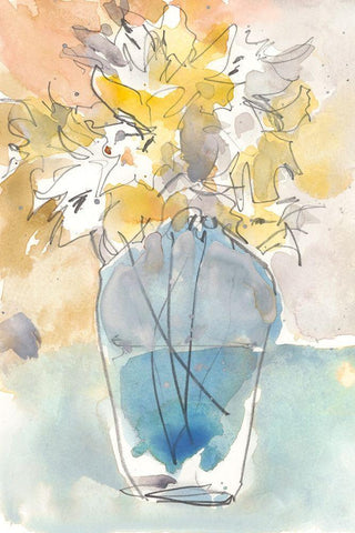 Lilium in Vase II White Modern Wood Framed Art Print with Double Matting by Dixon, Samuel