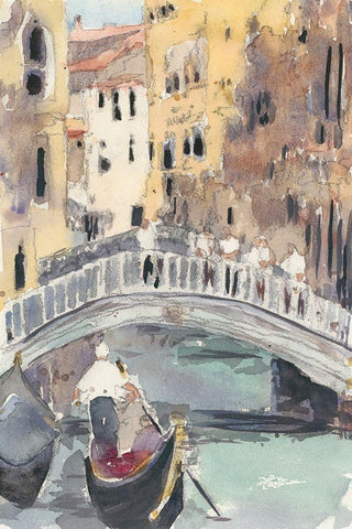 Along the Venice Canal White Modern Wood Framed Art Print with Double Matting by Dixon, Samuel