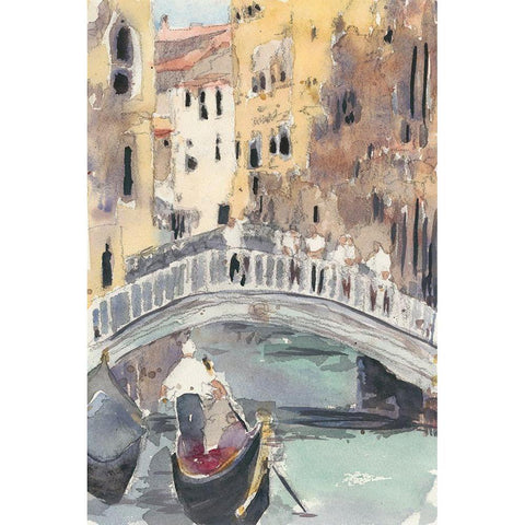 Along the Venice Canal Black Modern Wood Framed Art Print by Dixon, Samuel