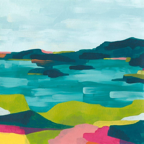Kaleidoscope Coast I Black Modern Wood Framed Art Print by Vess, June Erica