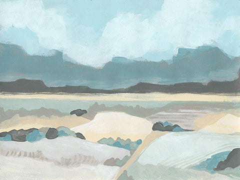 Mountain Valley Vista II White Modern Wood Framed Art Print with Double Matting by Vess, June Erica