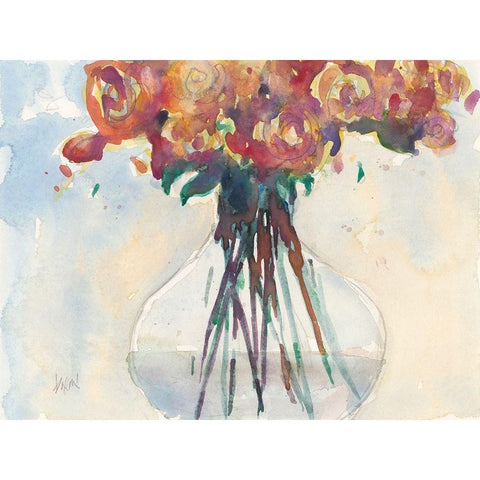 Faded Roses II Black Modern Wood Framed Art Print by Dixon, Samuel