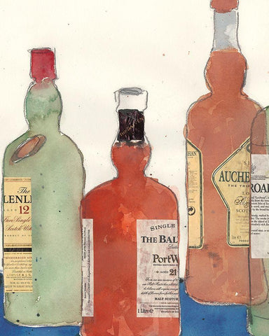 Malt Scotch II White Modern Wood Framed Art Print with Double Matting by Dixon, Samuel