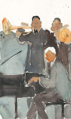 All Together Now I Black Ornate Wood Framed Art Print with Double Matting by Dixon, Samuel