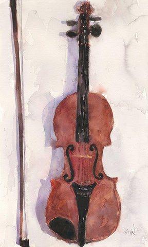 The Violin White Modern Wood Framed Art Print with Double Matting by Dixon, Samuel