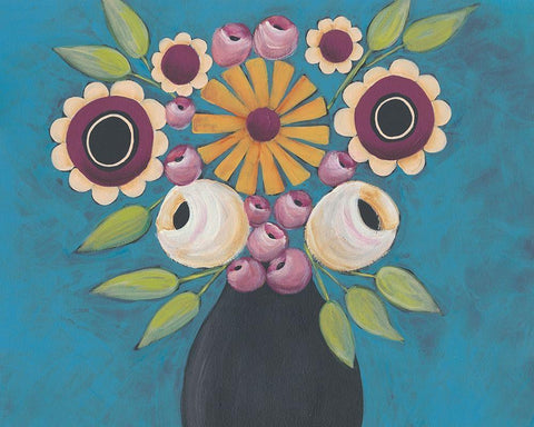 Flowers Galore I Black Ornate Wood Framed Art Print with Double Matting by Moore, Regina