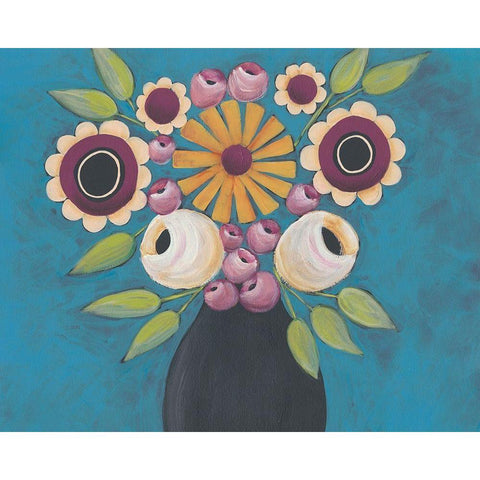 Flowers Galore I Black Modern Wood Framed Art Print by Moore, Regina