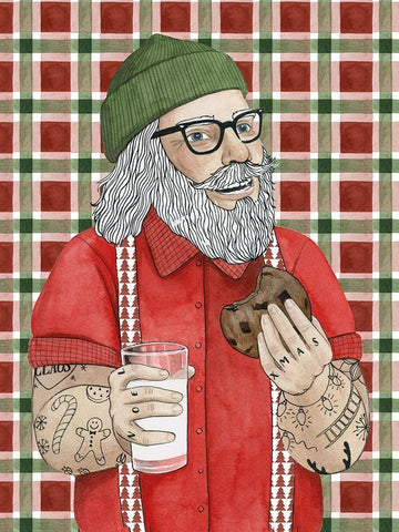 Hipster Santa I Black Ornate Wood Framed Art Print with Double Matting by Popp, Grace