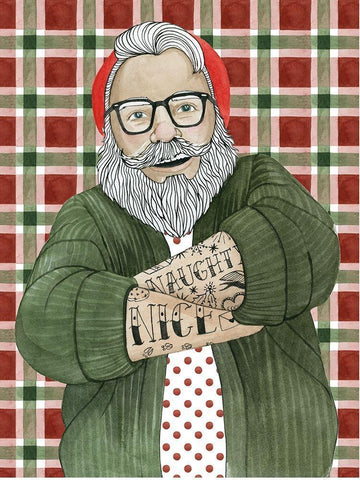 Hipster Santa II White Modern Wood Framed Art Print with Double Matting by Popp, Grace