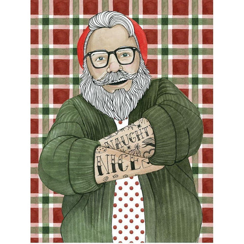Hipster Santa II Black Modern Wood Framed Art Print by Popp, Grace