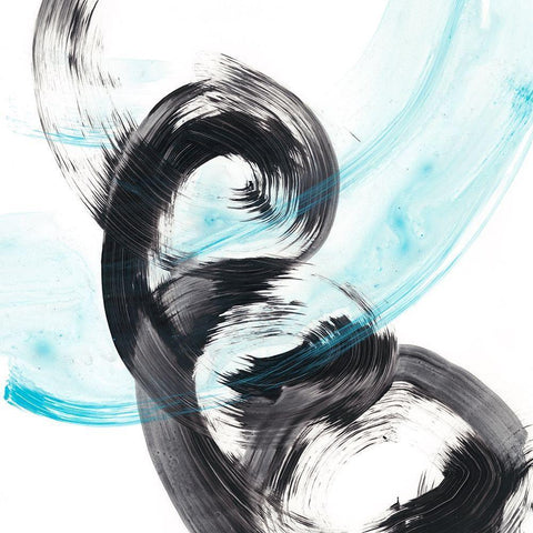 Aqua Spiral II White Modern Wood Framed Art Print by Harper, Ethan