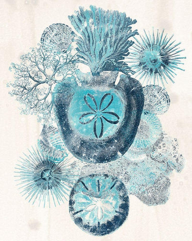 Coastal Melange I Black Ornate Wood Framed Art Print with Double Matting by Vess, June Erica