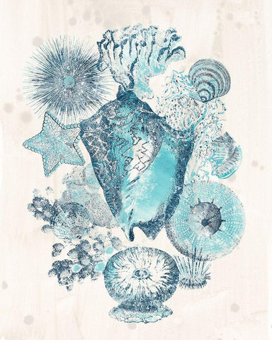 Coastal Melange III White Modern Wood Framed Art Print with Double Matting by Vess, June Erica