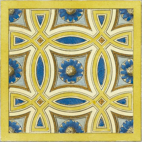 Florentine Tile I Gold Ornate Wood Framed Art Print with Double Matting by Vision Studio