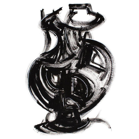 Etruscan Vessel III Black Modern Wood Framed Art Print with Double Matting by Delamater, Rob