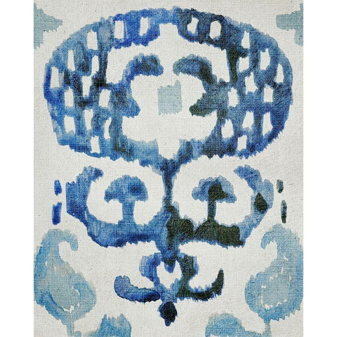 Sapphire Ikat I White Modern Wood Framed Art Print by Zarris, Chariklia